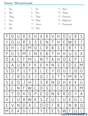 Possessive - Word search