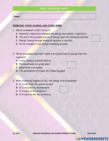 Ecosystem, food web, food chain