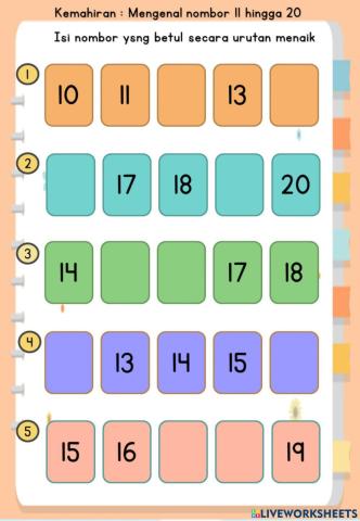 Mengenal nombor 11- 20