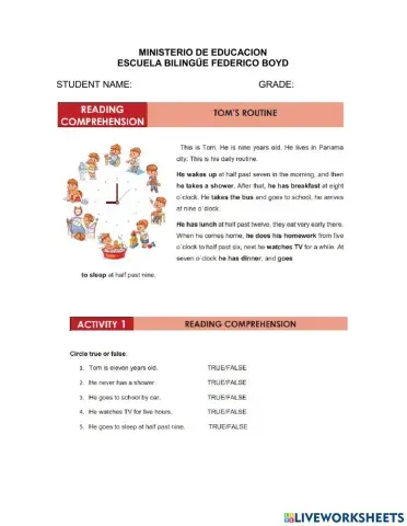 Reading 1 Daily Routine