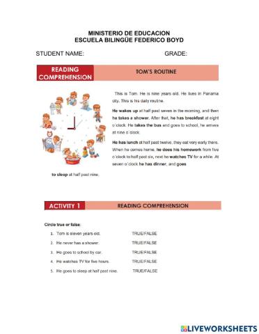 Reading 1 Daily Routine