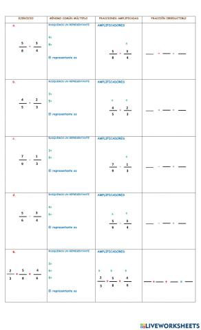 Suma y resta de fracciones