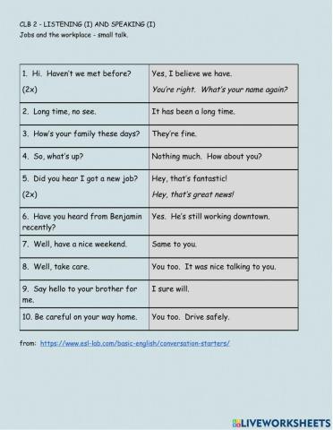 Conversation starters