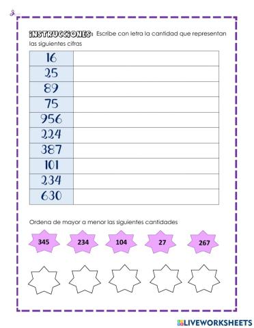 Escritura y lectura de números