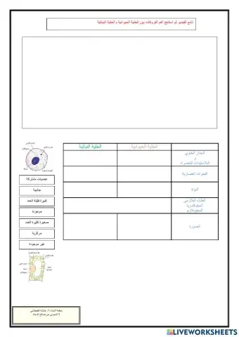 الخلية الحيوانية والنباتية
