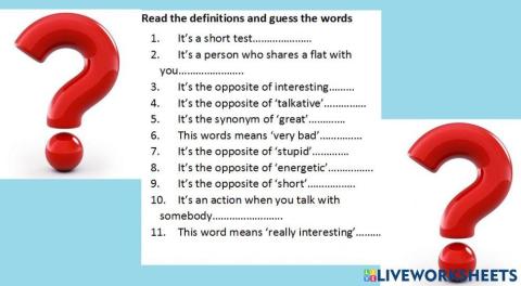 Personality adjectives 3.2 voc check