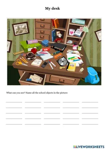 My desk - school things