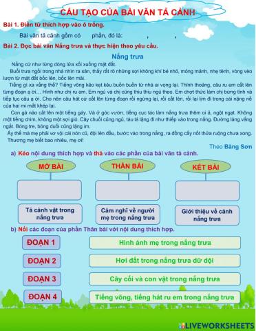 Cấu tạo của bài văn tả cảnh