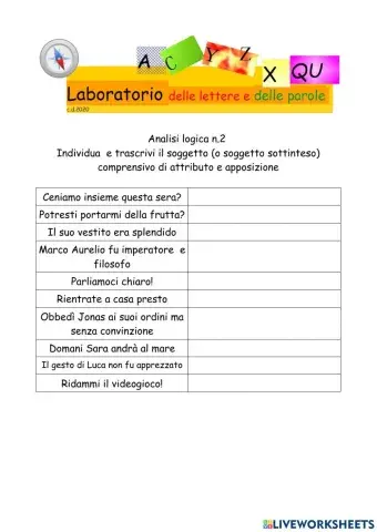 Analisi logica n.2 il soggetto