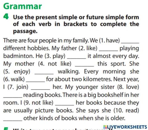 Grade 7. Unit 1. Hobbies. Looking back 4