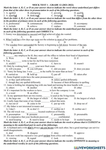 Mock test 1 - grade 1