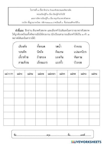 ภาษาไทยป.2 หน่วย 2 (1) จําแนกตัวสะกด