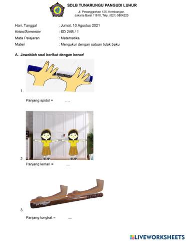 Mengukur panjang dengan satuan tidak baku