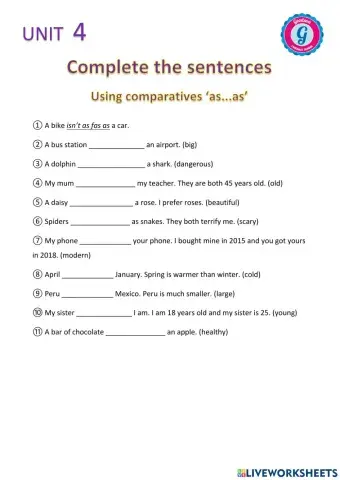 Comparatives 'as...as'