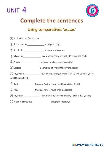 Comparatives 'as...as'