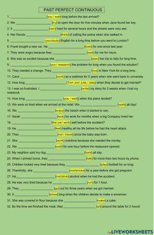 Past perfect continuous