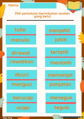 Kata Berimbuhan Awalan Tahun 1