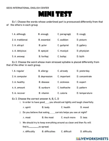 Mini test unit 2- Grade 7