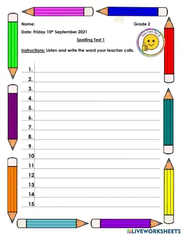 Spelling Test 1