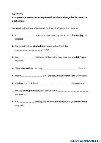 English Year 5 Unit 7 Past Simple