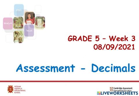 Decimals  assessment