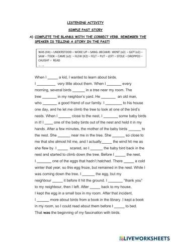 Simple past story listening