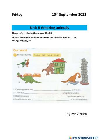 Unit 8 Amazing animal (Adjective)