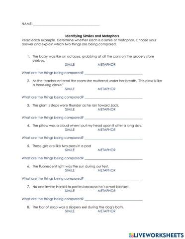 Identifying Similes and Metaphors