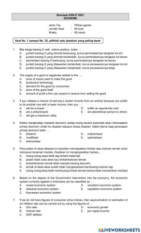 Latihan ekonomi pilihan ganda