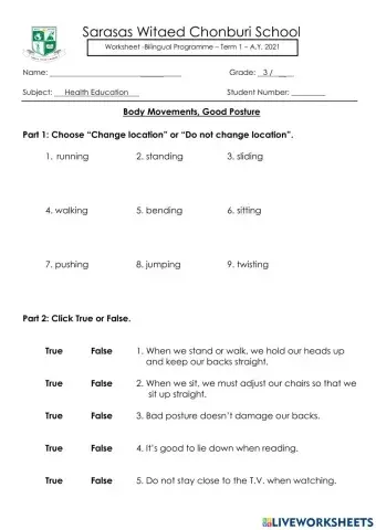Good posture, movements