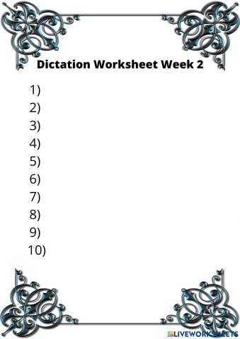 Dictation Worksheet 2 (2021)