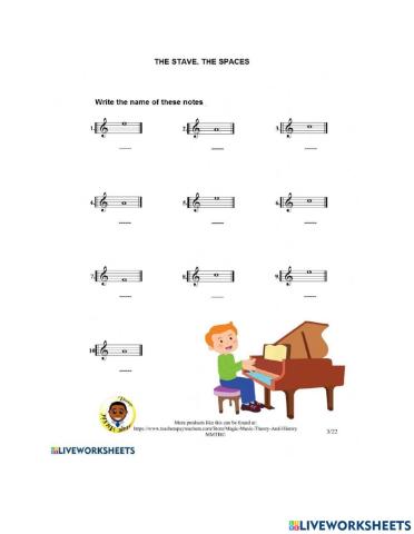 Treble Clef Space Notes