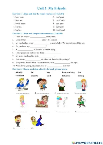 English 6- Unit 3: My Friends