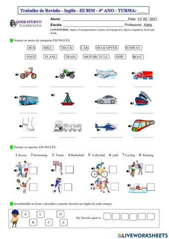 4° ano - INGLÊS - 13-09-21