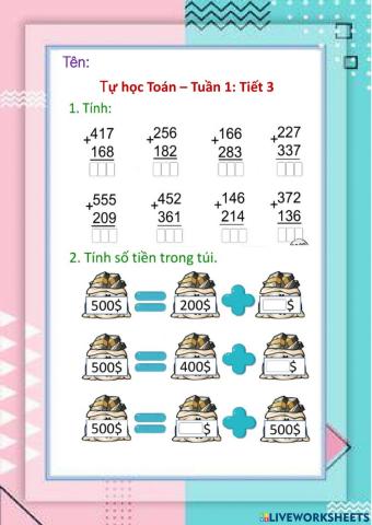 Cộng trừ các số có ba chữ số( có nhớ)