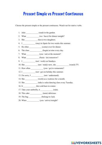 Present simple vs present continuous