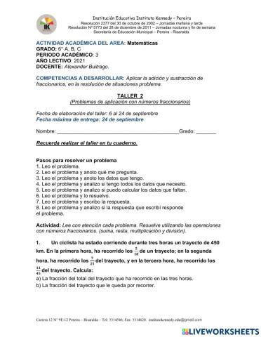 Problemas con fracciones