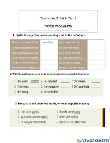 Touchstone 2 Test Unit 1