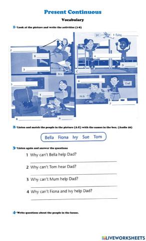 Present continuous vocabulary 2
