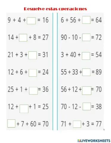 Completar operaciones simples