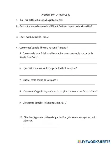 Trivia - Enquete sur la France 