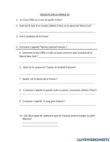 Trivia - Enquete sur la France 