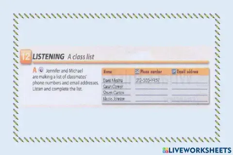 Listening execise phone numbers and E-mail addresses