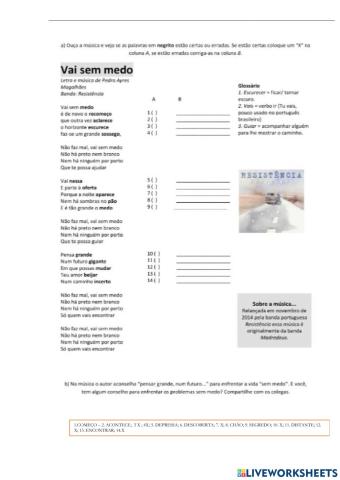 Vai sem medo - Música portuguesa