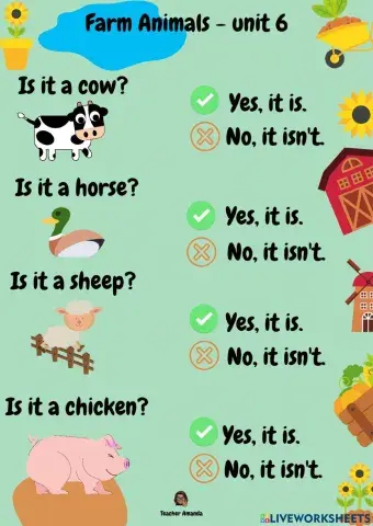 Farm Animals, verb to be