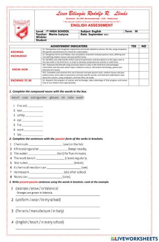 Assessment English term 3