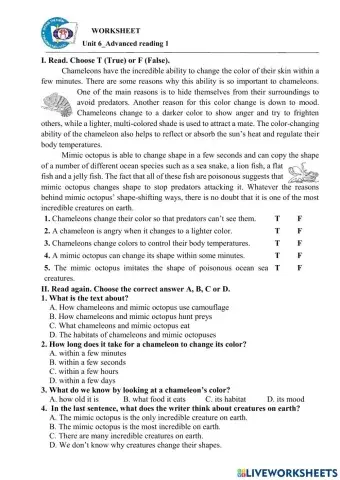 Reading - Mimic sea animals