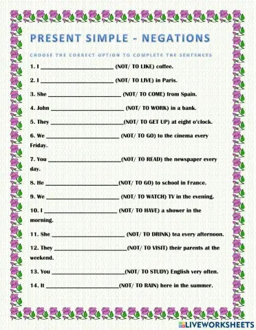 Present Simple - Negations