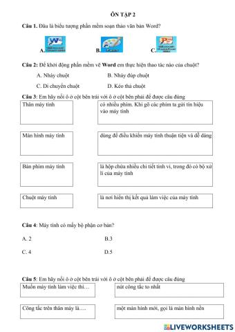 Ôn tập học kì 1 khối 3