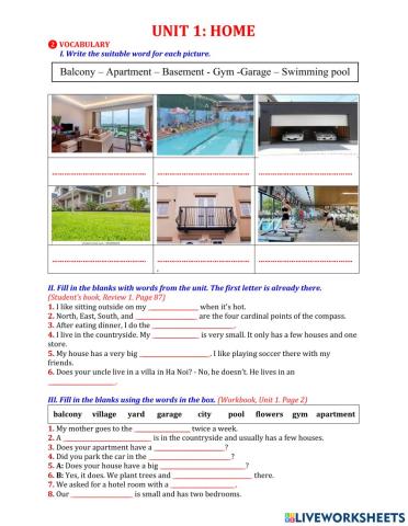 ISW6 Unit 1 Home vocabulary